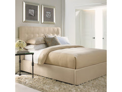 Avery White/Cream Fabric California King Panel Bed - Ornate Home