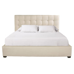 Avery White/Cream Fabric Panel King Bed (55" H) - Ornate Home