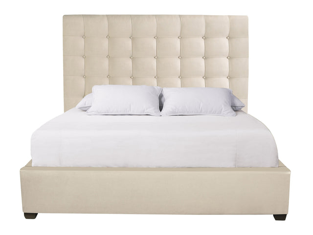 Avery White/Cream Fabric Panel King Bed (66" H) - Ornate Home