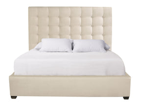 Avery White/Cream Fabric Panel King Bed - Ornate Home