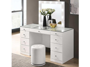 Avery White Vanity Set w/LED Mirror - Ornate Home
