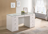 Avery White Vanity Set w/LED Mirror & Stool - Ornate Home