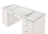 Avery White Vanity Set w/LED Mirror & Stool - Ornate Home