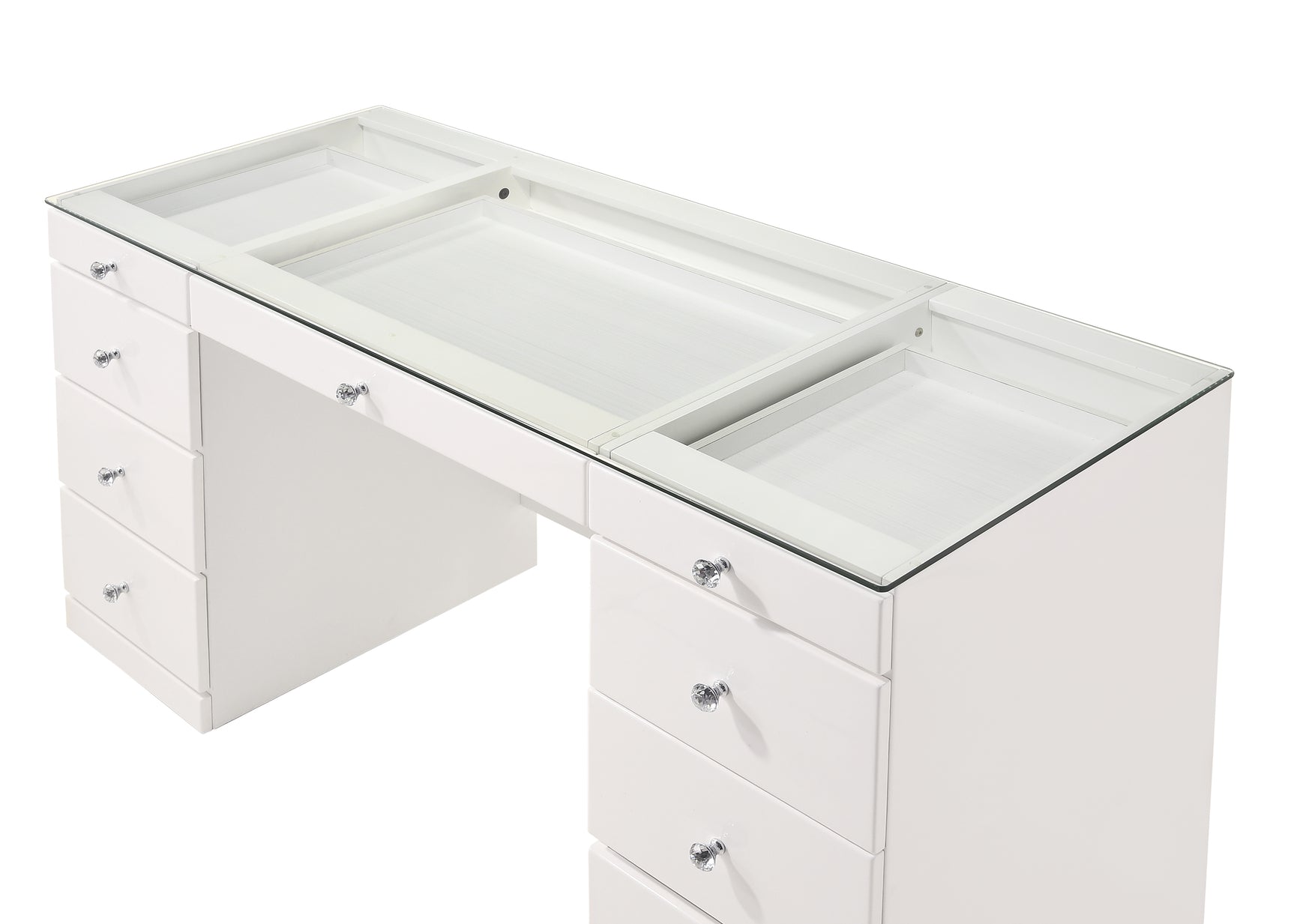 Avery White Vanity Set w/LED Mirror & Stool - Ornate Home