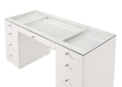 Avery White Vanity Set w/LED Mirror & Stool - Ornate Home