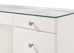 Avery White Vanity Set w/LED Mirror & Stool - Ornate Home