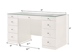 Avery White Vanity Set w/LED Mirror & Stool - Ornate Home