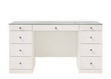 Avery White Vanity Set w/LED Mirror & Stool - Ornate Home