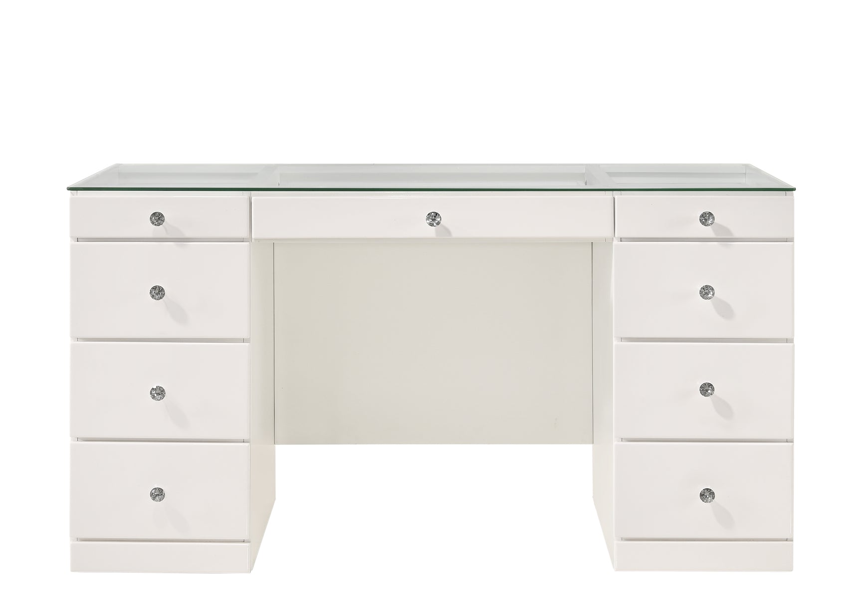 Avery White Vanity Set w/LED Mirror & Stool - Ornate Home