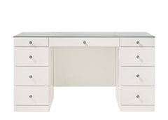 Avery White Vanity Set w/LED Mirror & Stool - Ornate Home