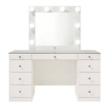 Avery White Vanity Set w/LED Mirror & Stool - Ornate Home