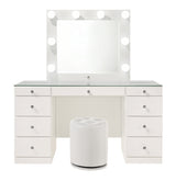 Avery White Vanity Set w/LED Mirror & Stool - Ornate Home