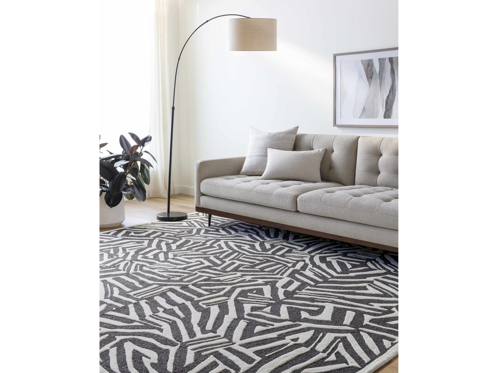 Avian Black Wool Area Rug - Ornate Home