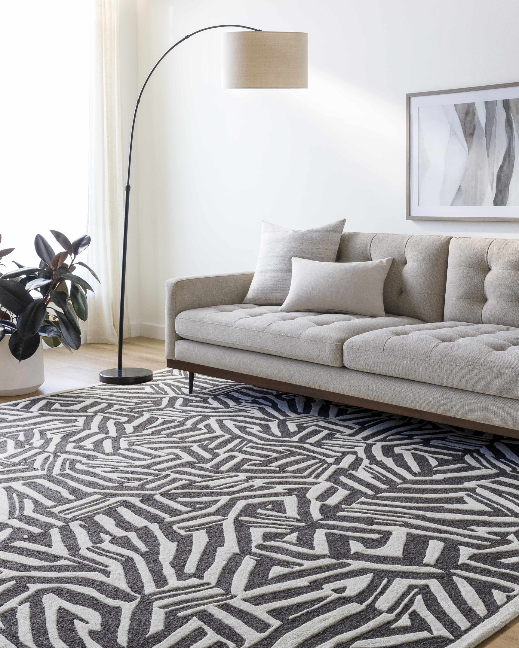 Avian Black Wool Area Rug - Ornate Home