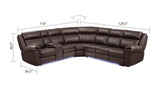Aviator Brown Leather Power Reclining Sectional w/ Console & Drop-down Touchpad - Ornate Home