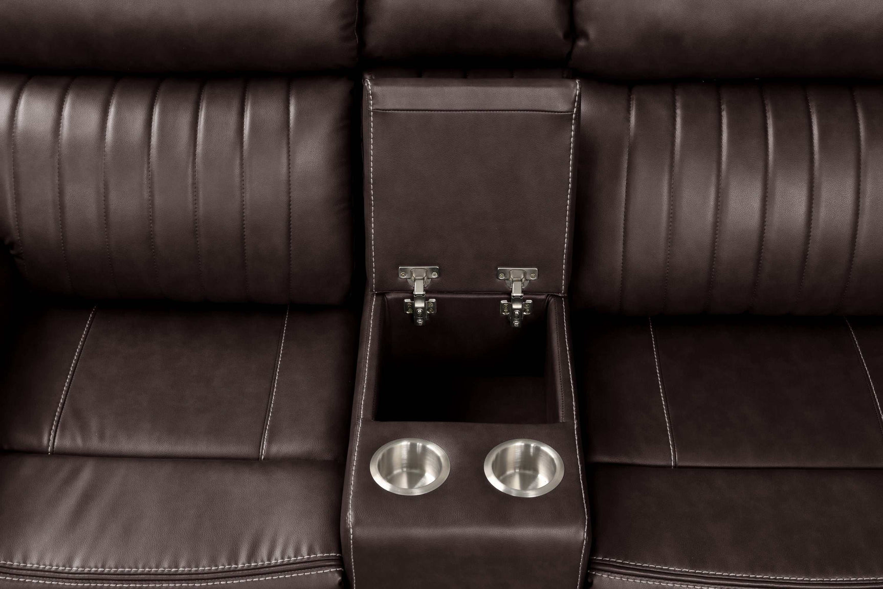 Aviator Brown Leather Power Reclining Sectional w/ Console & Drop-down Touchpad - Ornate Home