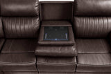 Aviator Brown Leather Power Reclining Sectional w/ Console & Drop-down Touchpad - Ornate Home