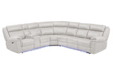 Aviator Ice Leather Power Reclining Sectional w/ Console & Drop-down Touchpad - Ornate Home