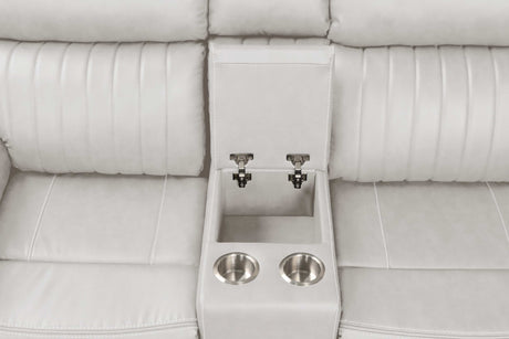 Aviator Ice Leather Power Reclining Sectional w/ Console & Drop-down Touchpad - Ornate Home