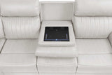 Aviator Ice Leather Power Reclining Sectional w/ Console & Drop-down Touchpad - Ornate Home