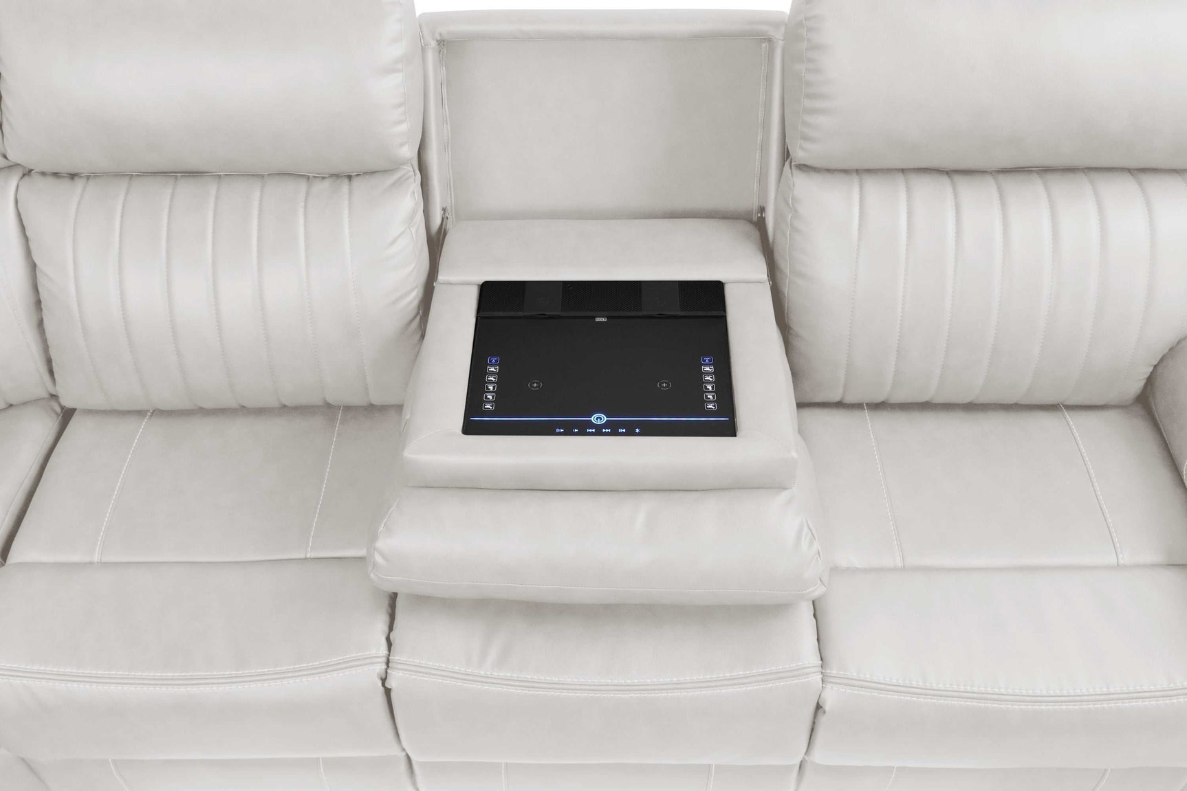 Aviator Ice Leather Power Reclining Sectional w/ Console & Drop-down Touchpad - Ornate Home