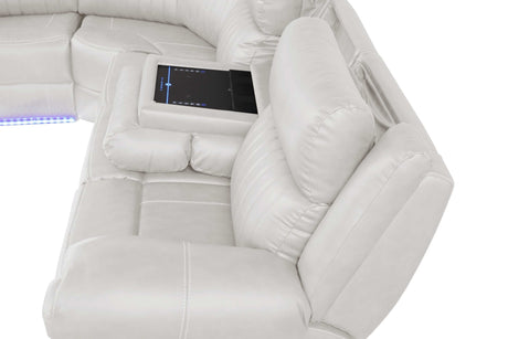 Aviator Ice Leather Power Reclining Sectional w/ Console & Drop-down Touchpad - Ornate Home