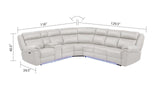Aviator Ice Leather Power Reclining Sectional w/ Console & Drop-down Touchpad - Ornate Home
