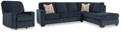 Aviemore Ink 2-Piece Sectional and Recliner - Ornate Home