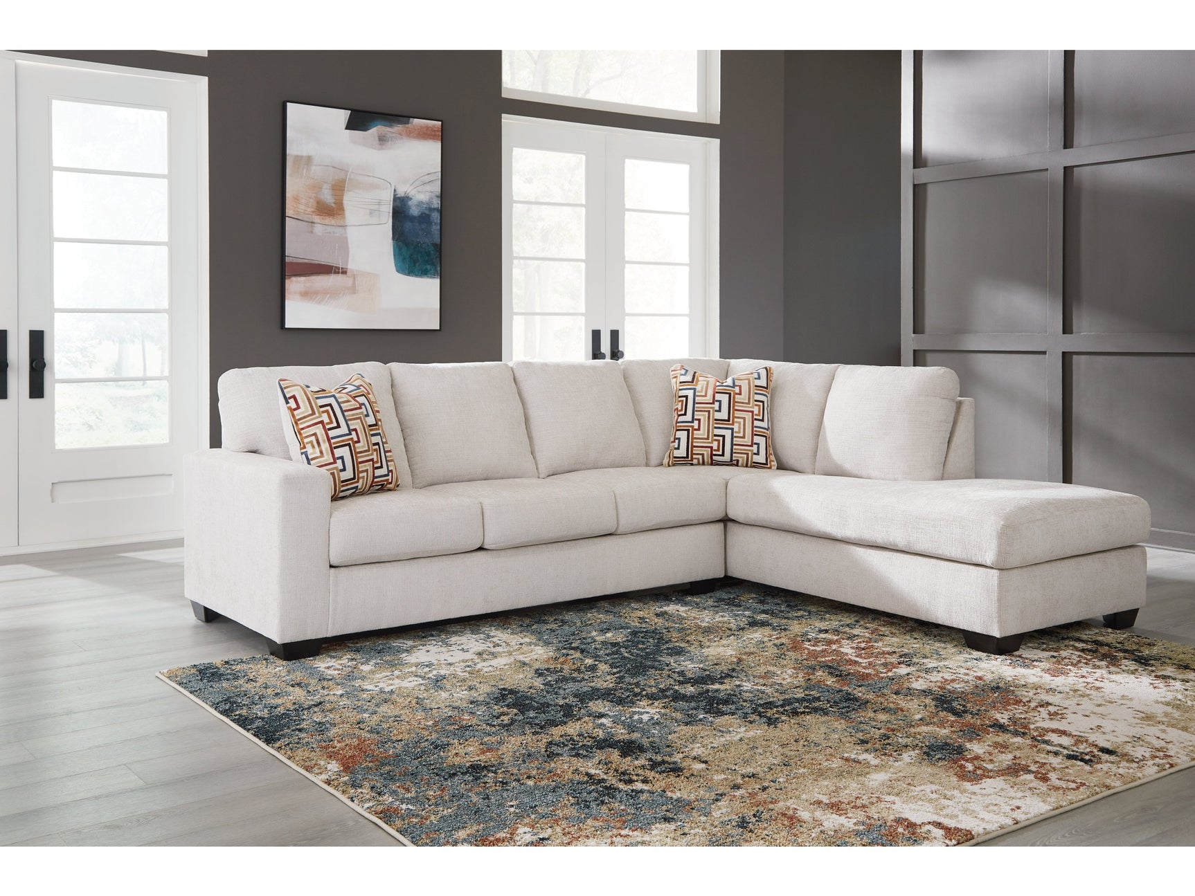 Aviemore Stone 2-Piece Sectional with RAF Chaise - Ornate Home