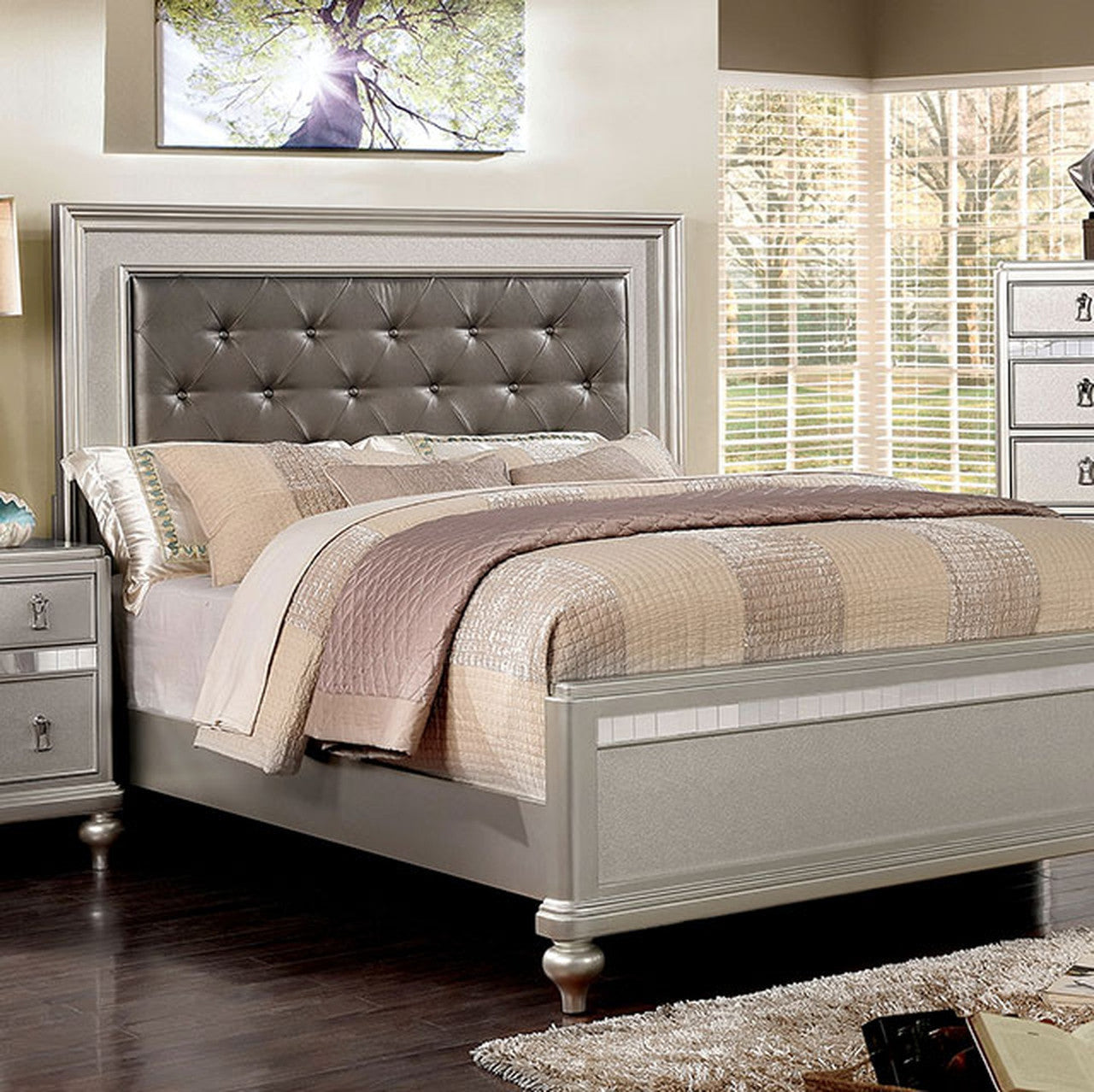 Avior Silver Queen Bed - Ornate Home