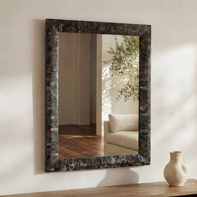 Avis Black Horn Inlay Mirror - Ornate Home