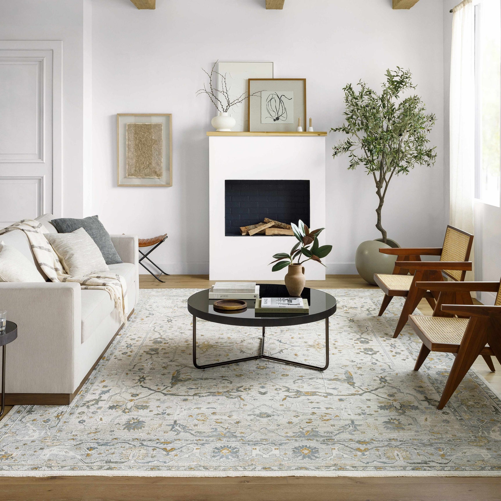 Aviva Off-White Textured Rug with Fringes - Ornate Home