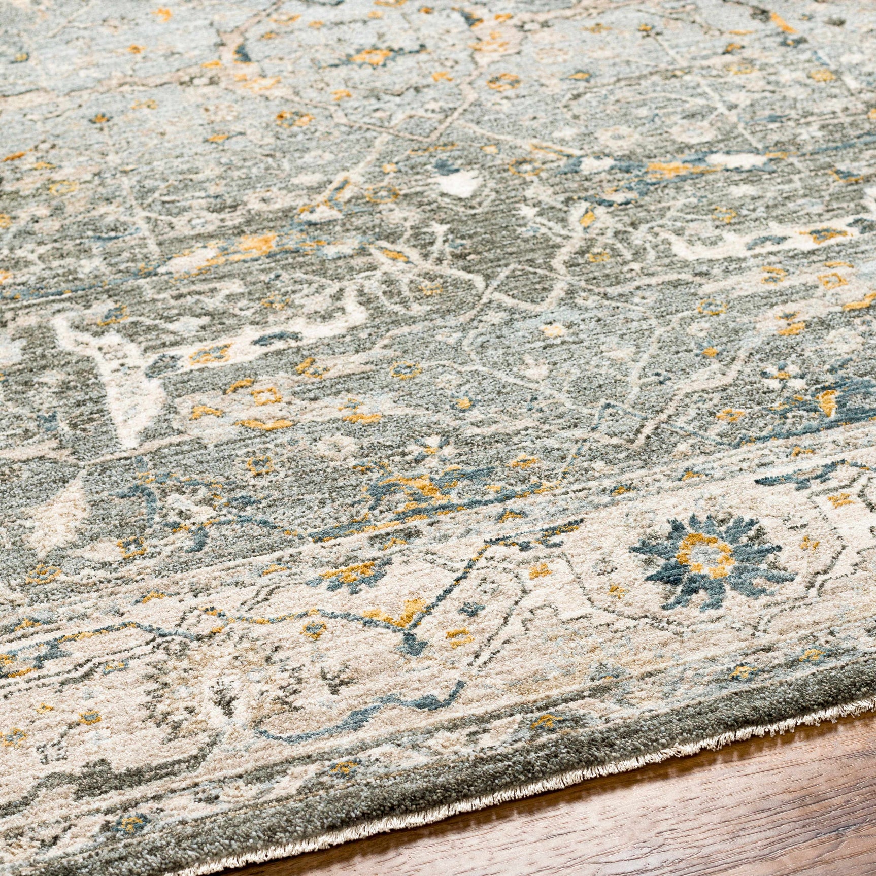Aviva Teal Textured Rug with Fringes - Ornate Home