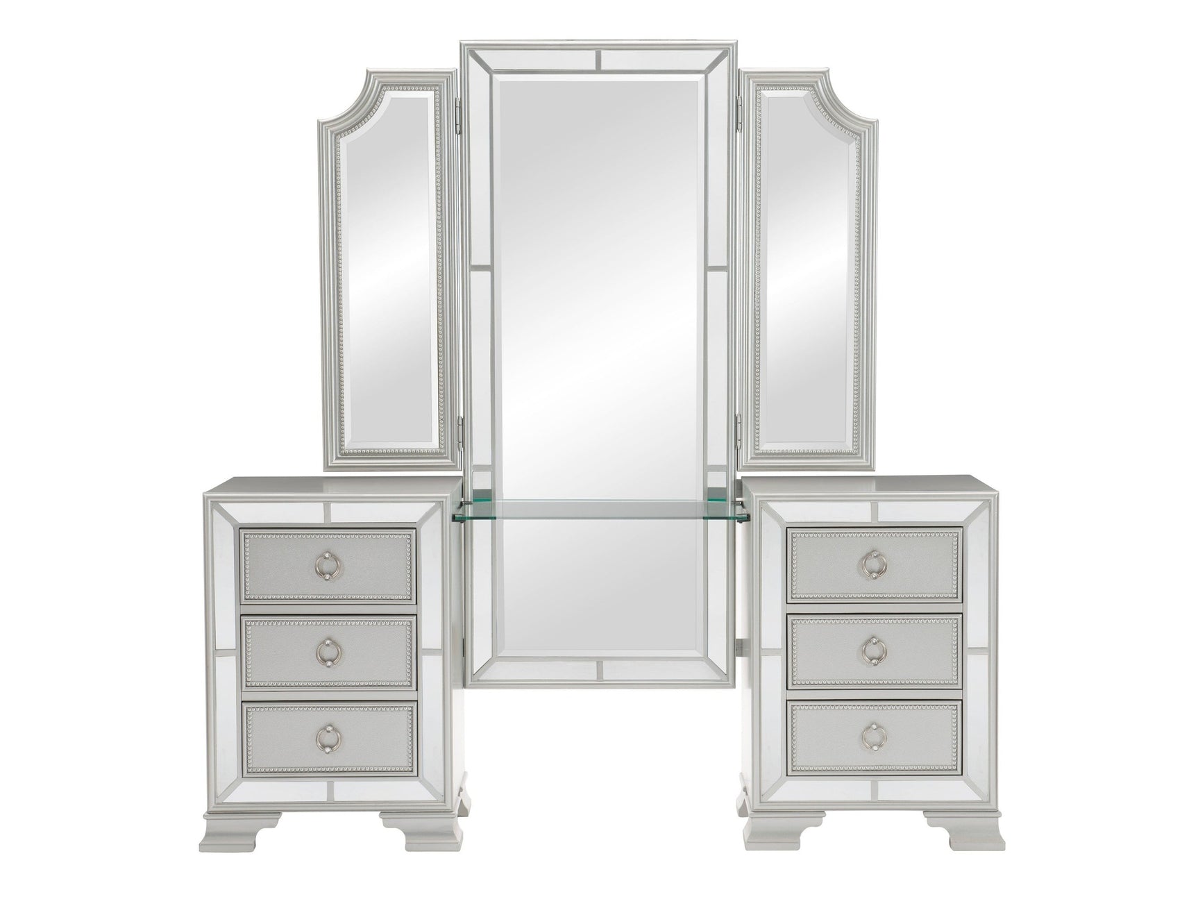 Avondale Silver Vanity Dresser with Mirror - Ornate Home