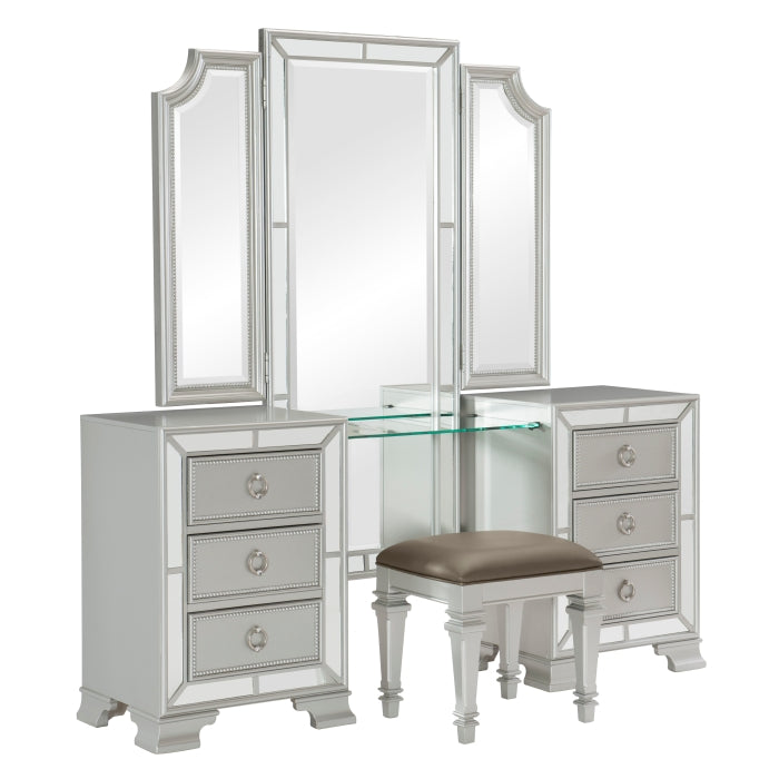Avondale Silver Vanity Dresser with Mirror - Ornate Home