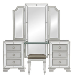 Avondale Silver Vanity Stool - Ornate Home