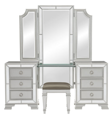 Avondale Silver Vanity Stool - Ornate Home
