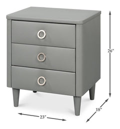 Avvolto Grey Three Drawer Nightstand - Ornate Home