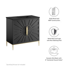 Awaken Black 36" Bathroom Vanity - Ornate Home