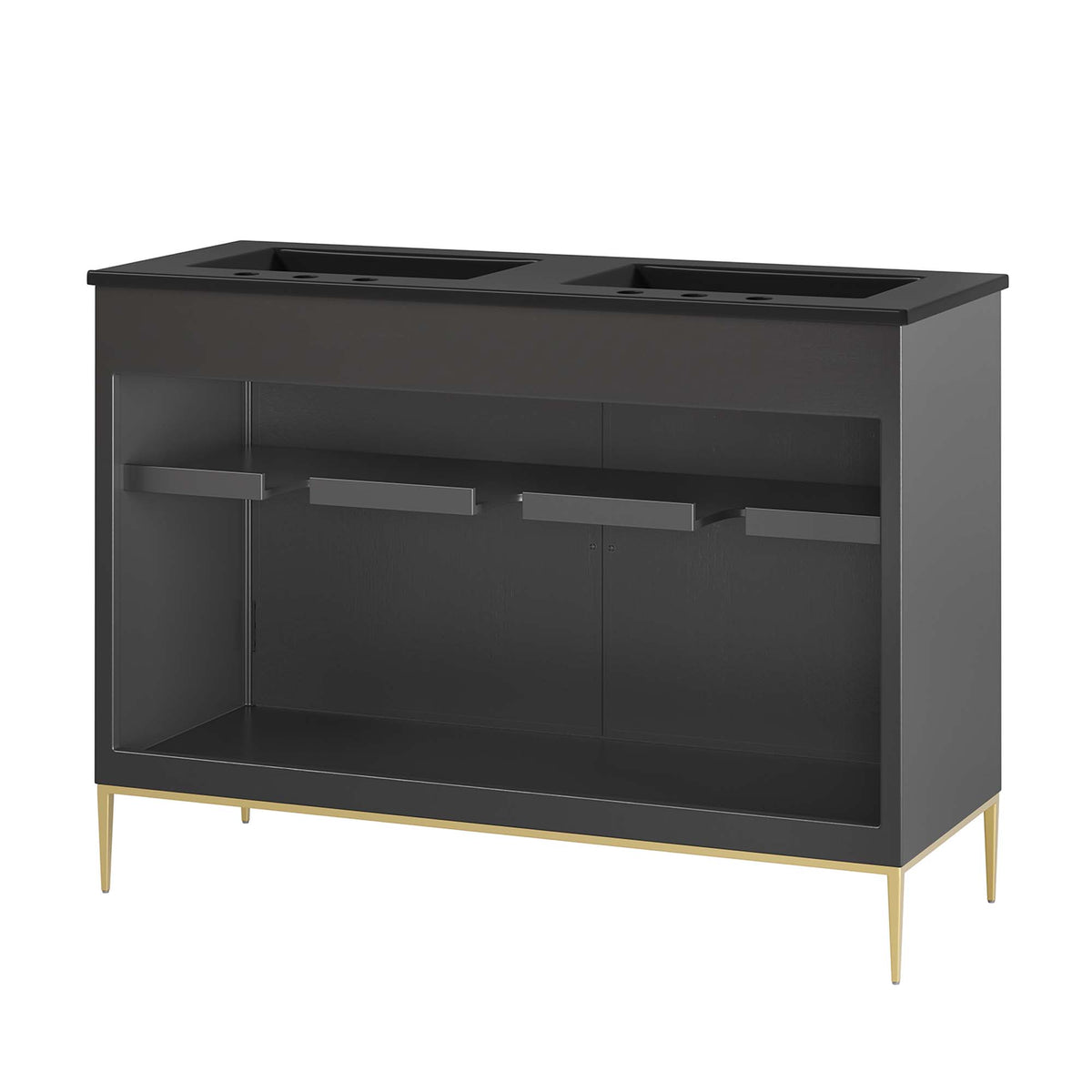 Awaken Black 48" Double Sink Bathroom Vanity - Ornate Home