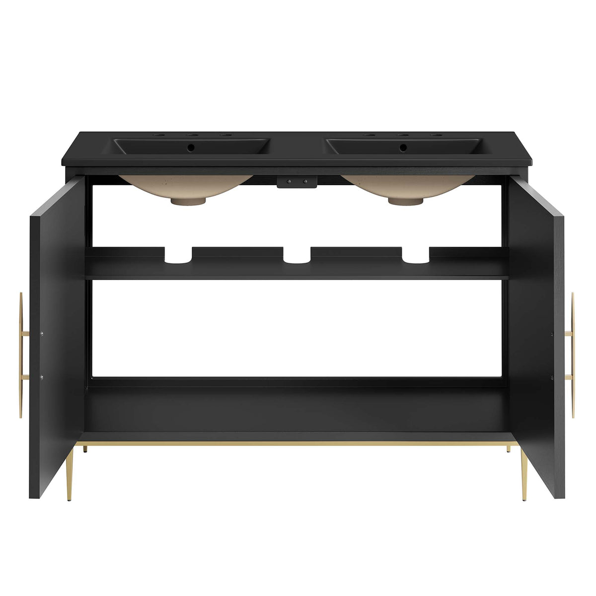 Awaken Black 48" Double Sink Bathroom Vanity - Ornate Home
