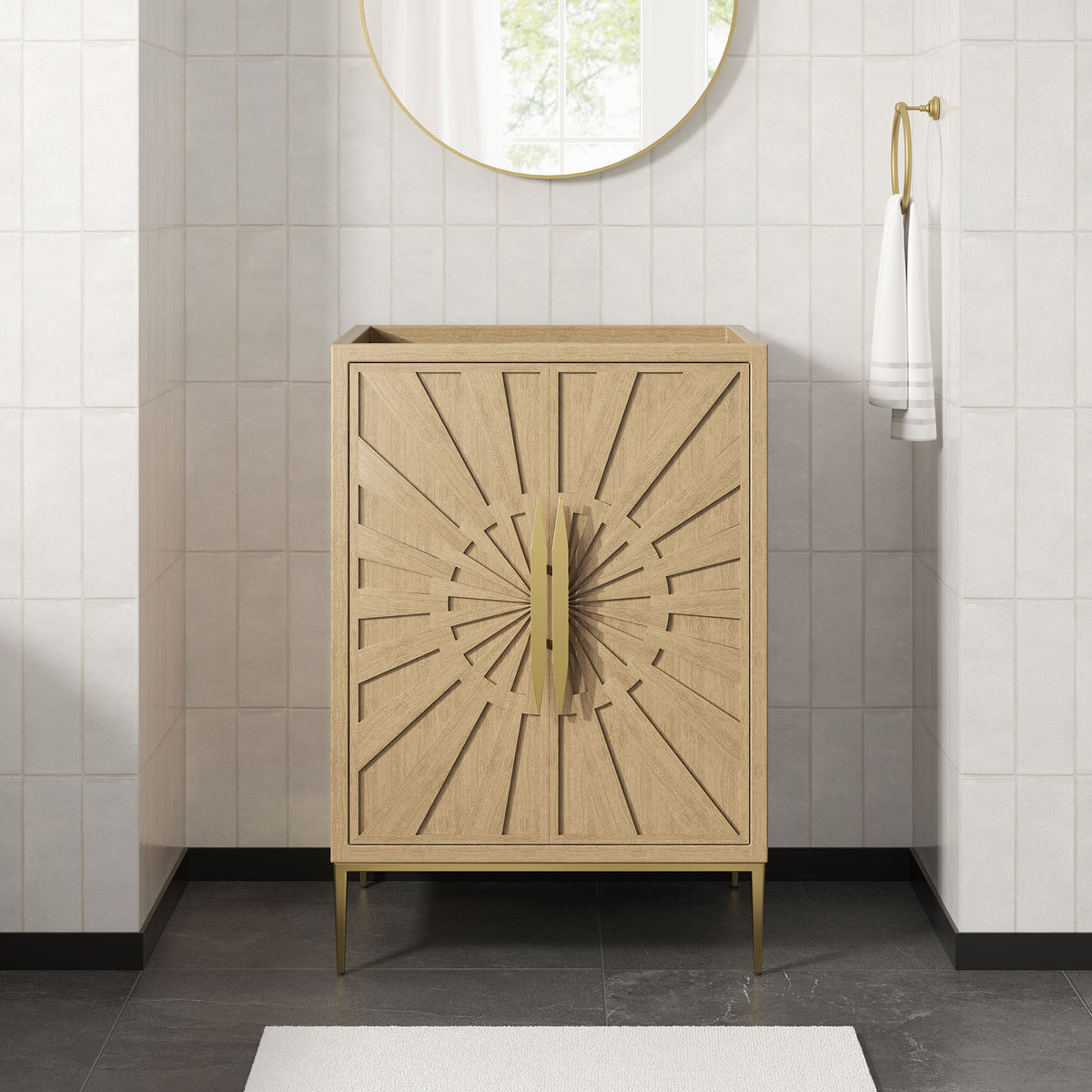 Awaken Oak 24" Bathroom Vanity Cabinet - Ornate Home