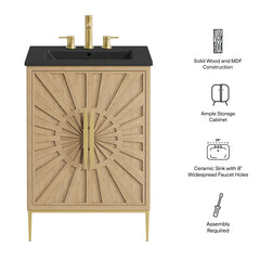 Awaken Oak/Black 24" Bathroom Vanity - Ornate Home