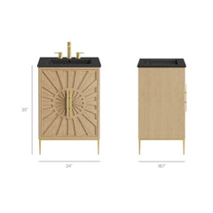 Awaken Oak/Black 24" Bathroom Vanity - Ornate Home