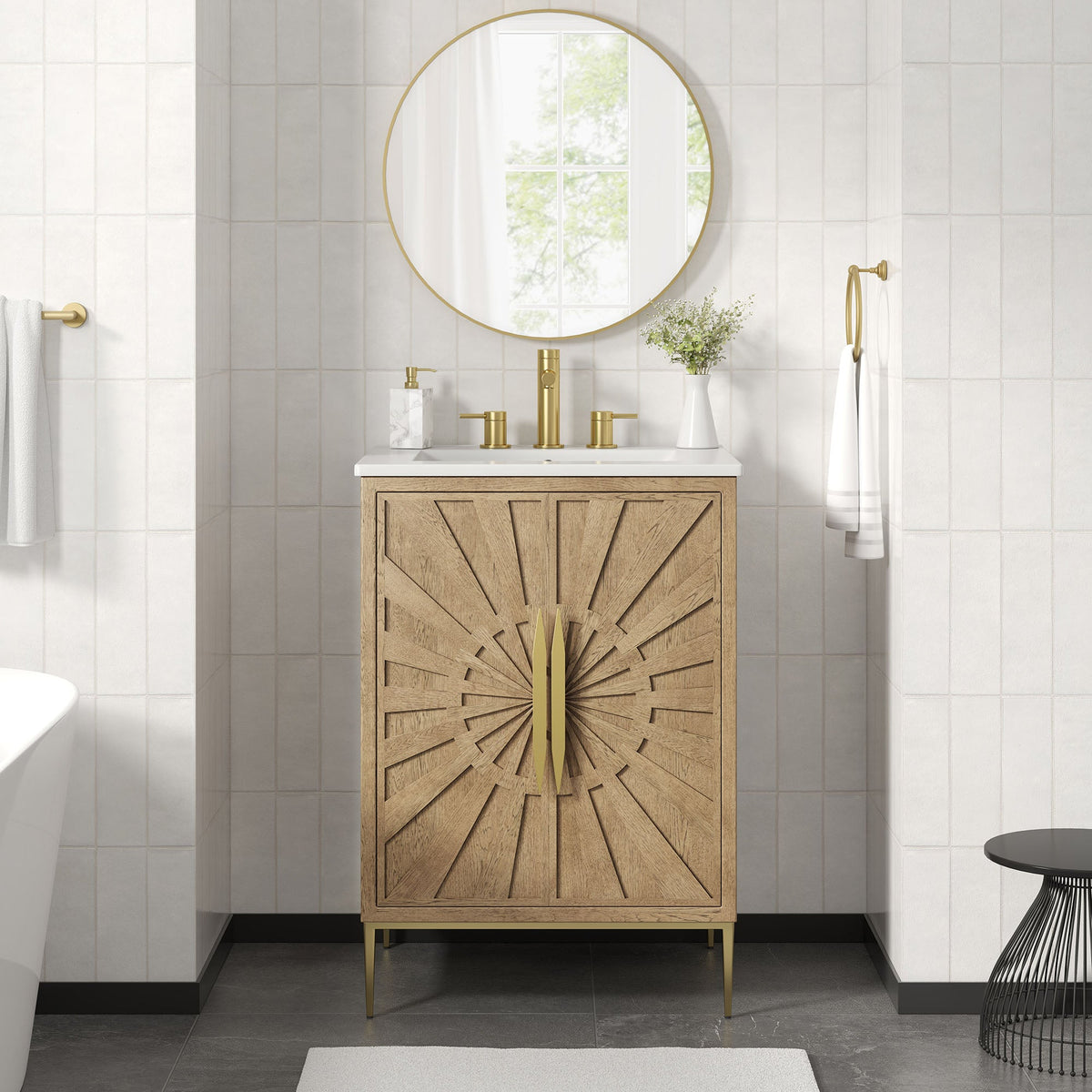 Awaken Oak/White 24" Bathroom Vanity - Ornate Home