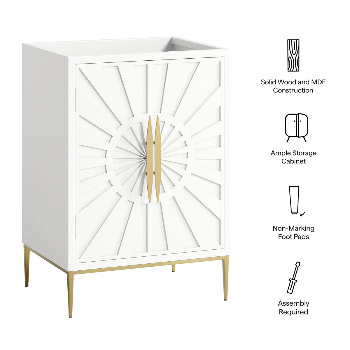 Awaken White 24" Bathroom Vanity Cabinet - Ornate Home