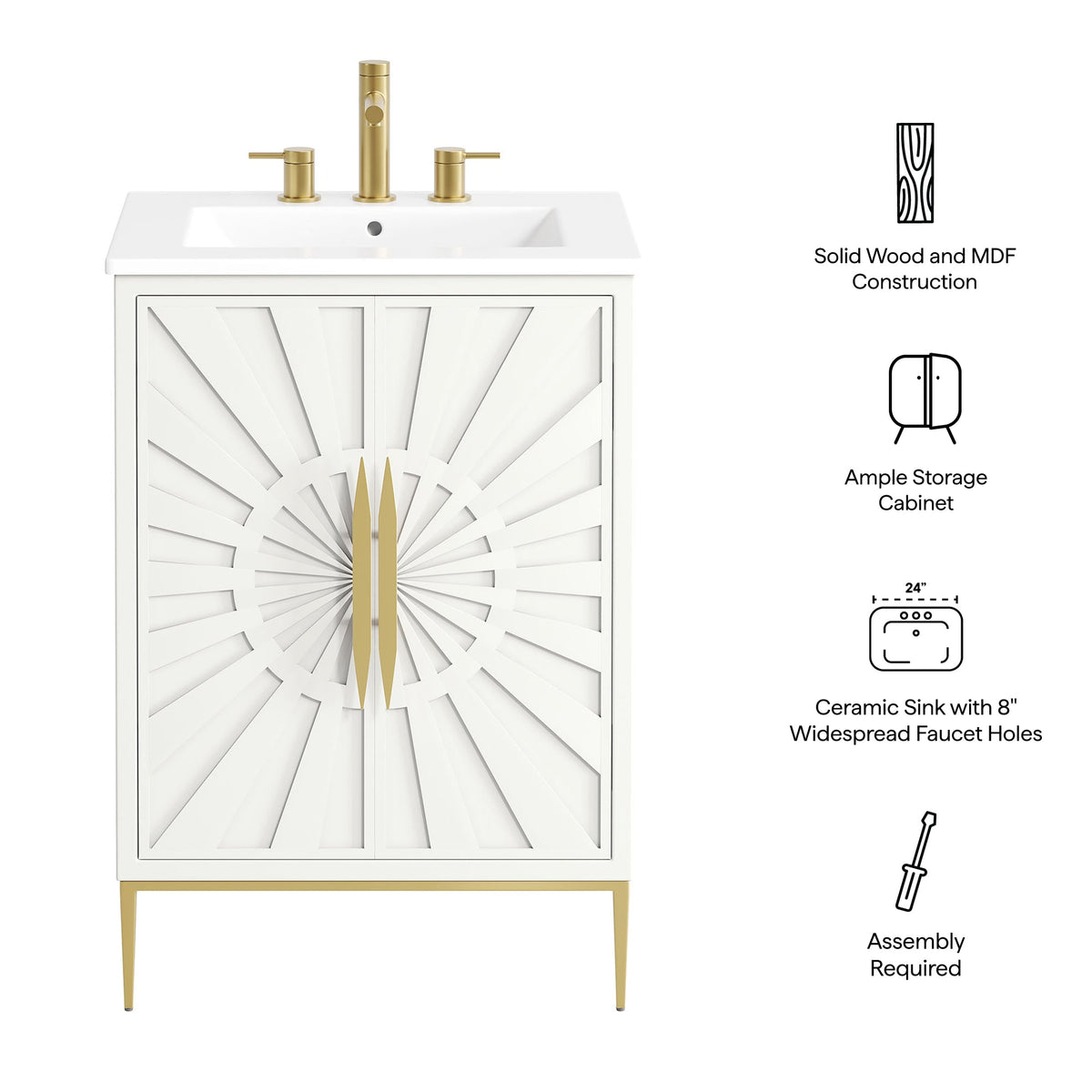 Awaken White 24" Bathroom Vanity - Ornate Home