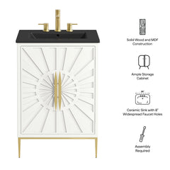 Awaken White/Black 24" Bathroom Vanity - 18.1x24" - Ornate Home