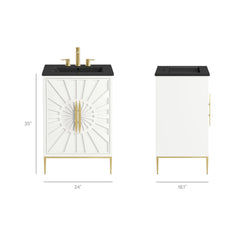 Awaken White/Black 24" Bathroom Vanity - 18.1x24" - Ornate Home