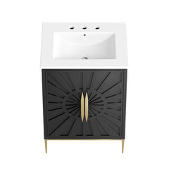 Awaken White/Black 24" Bathroom Vanity - 18.5x24.5" - Ornate Home